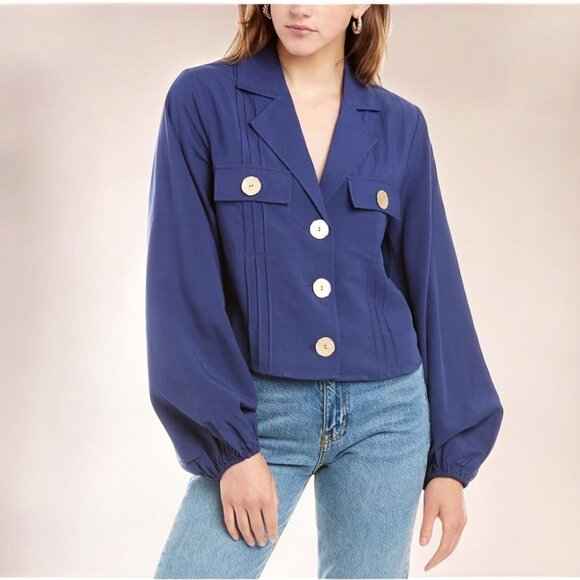 NWT Finders Keepers Golden Shirt Navy - Picture 2 of 3